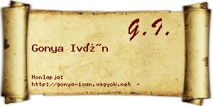 Gonya Iván névjegykártya
